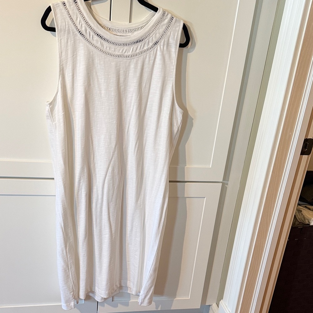 Talbots White Cotton Dress with Crochet Trim